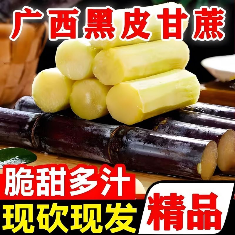 正宗广西黑皮甘蔗新鲜孕妇中段批发脆甜水果当季甜杆整箱青皮
