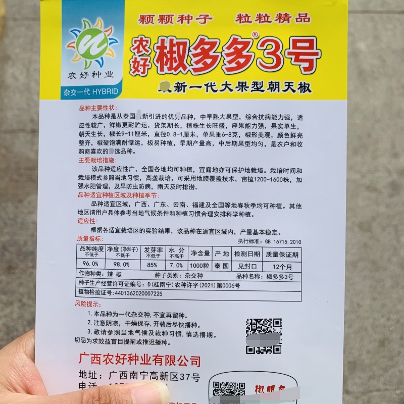 原装椒多多3号朝天椒种子泰国引进品种单生朝天椒种子