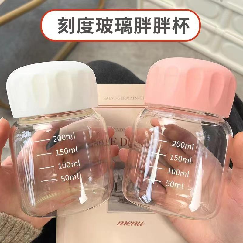 玻璃水杯竹节杯网红风带吸管水杯办公室高颜值礼品水杯