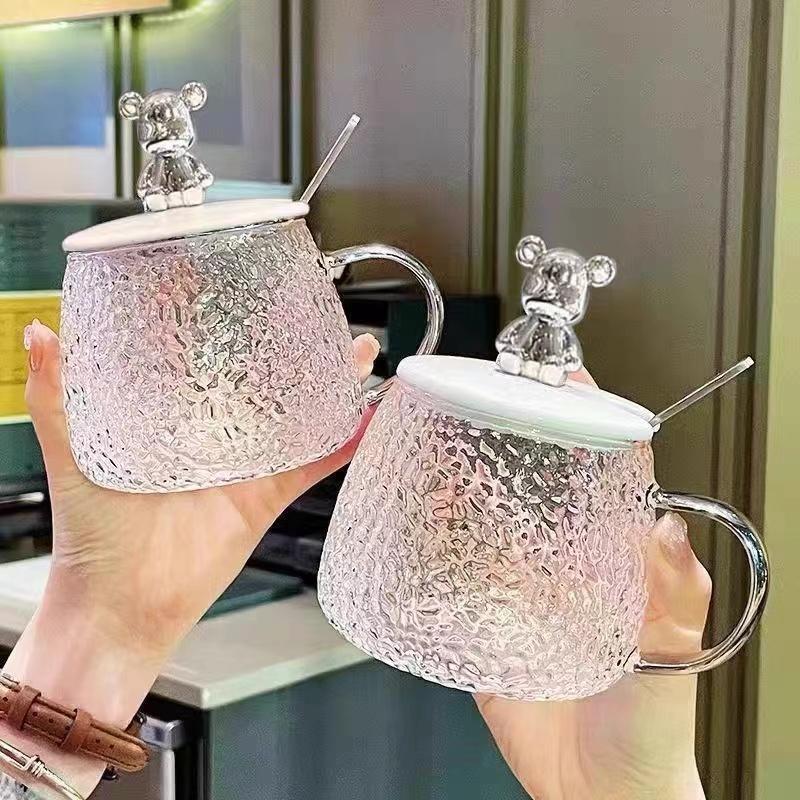 玻璃水杯竹节杯网红风带吸管水杯办公室高颜值礼品水杯