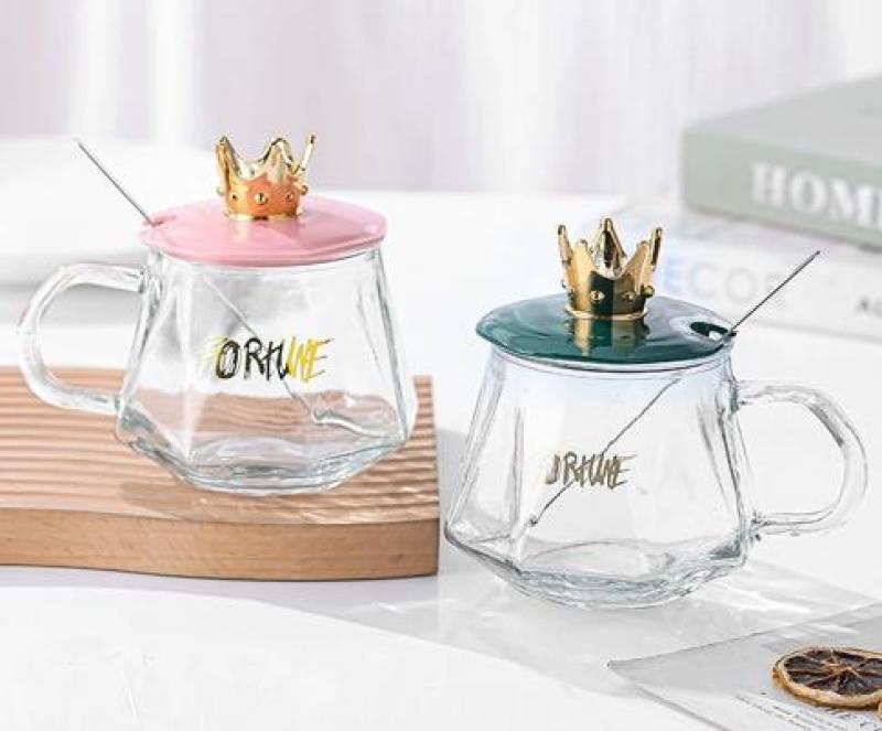 玻璃心水珠杯商务休闲把手杯吸管杯