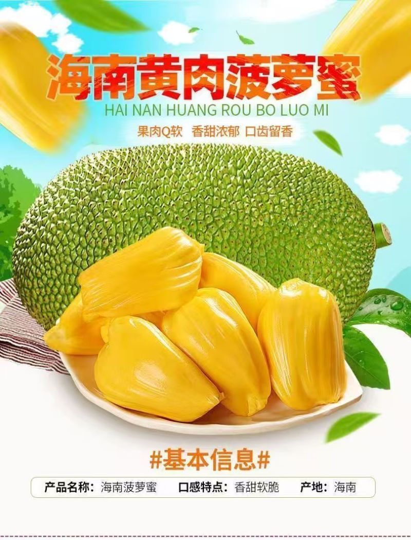 现摘海南黄肉菠萝蜜一整个新鲜水果干包菠萝特产批发