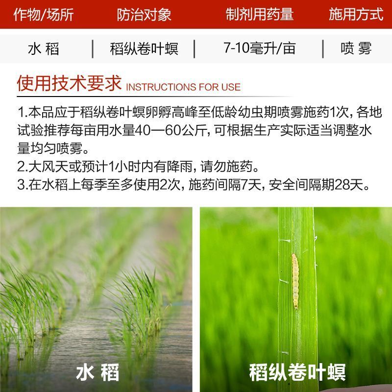 绿霸畅潇20%氯虫苯甲酰胺氯虫水稻稻纵卷叶螟正品农用农