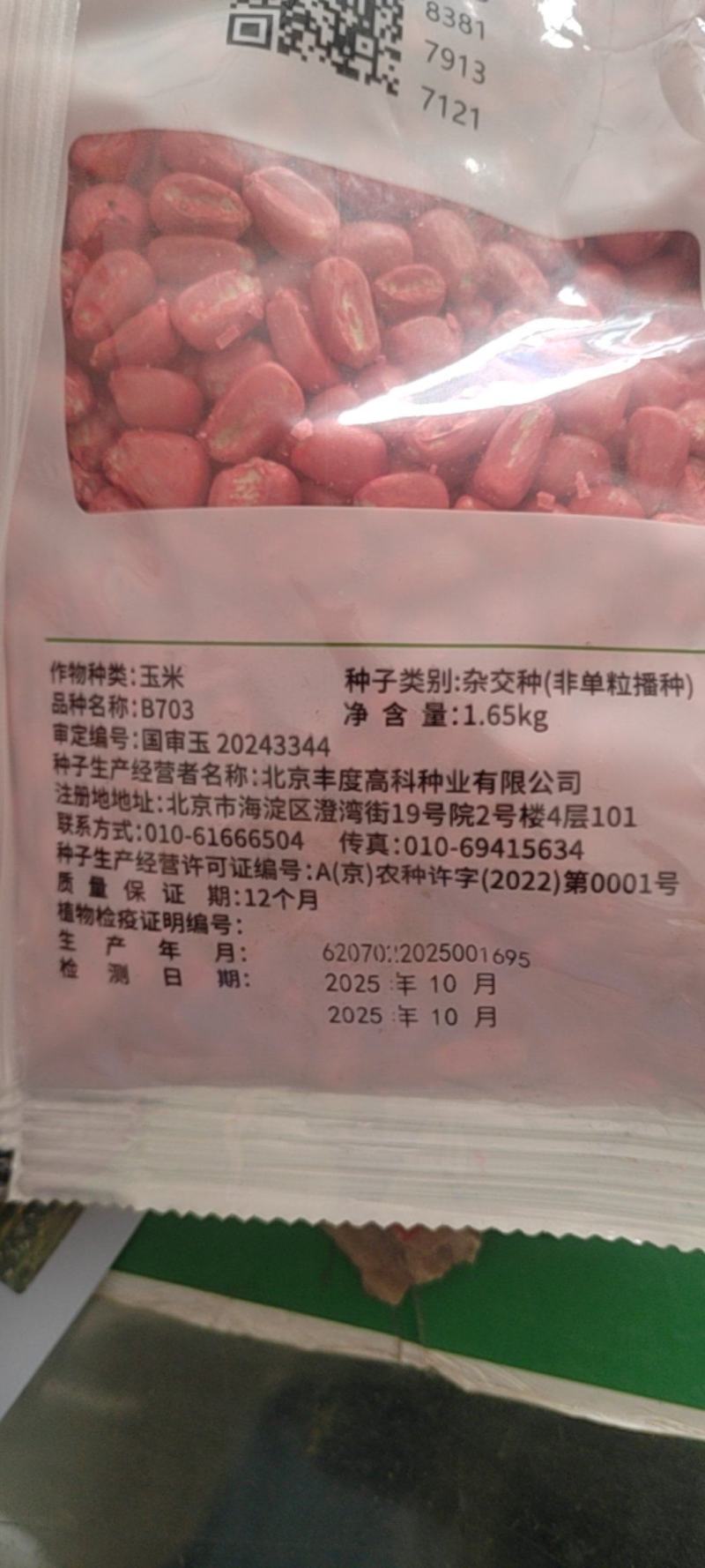 大长今b703玉米种子红轴大棒子国审抗病抗倒高产稳产