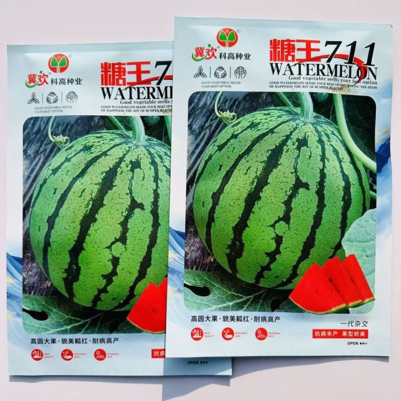 糖王711杂交一代中型有籽西瓜种子高圆大果近球形绿皮红瓤
