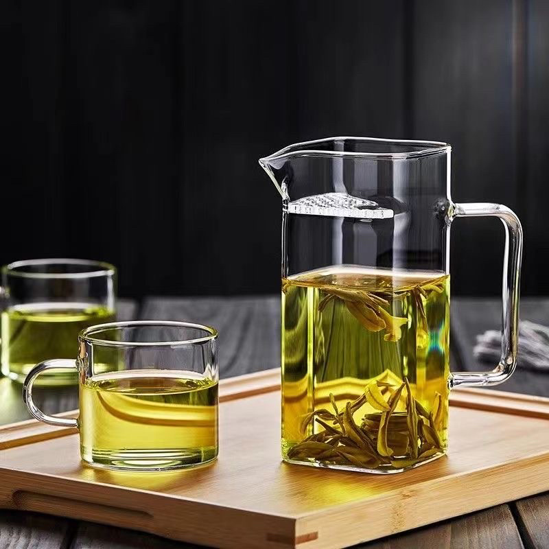 绿茶泡茶器加厚玻璃公道杯茶漏一体分茶器月牙过滤茶杯泡