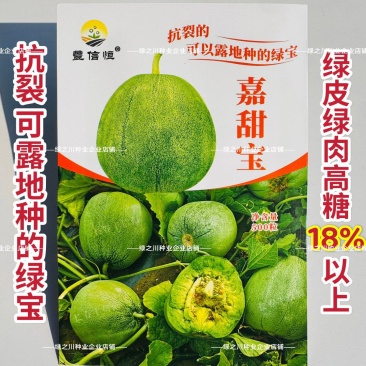 嘉甜宝甜瓜种子杂交绿宝甜瓜种子绿皮绿肉高糖甜脆绿宝种籽
