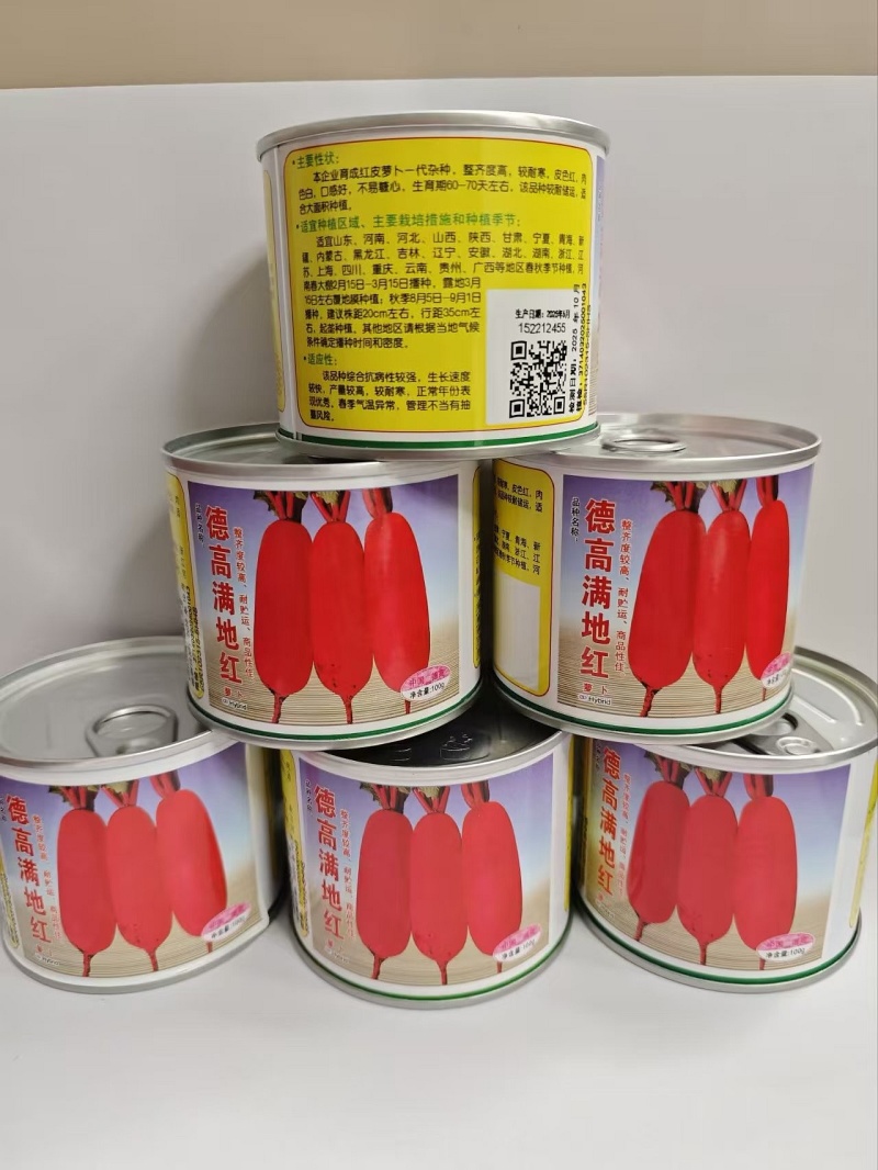 萝卜种子德高满地红通红油亮杂交红皮萝卜条形整齐品质好