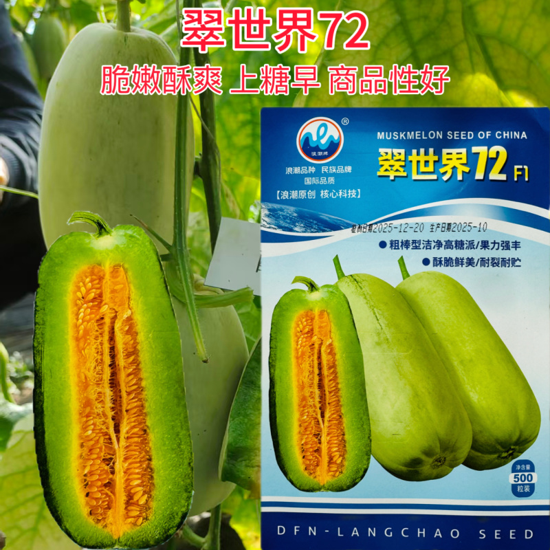 浪潮翠世界72甜瓜种子高产抗病粗棒型香瓜种籽春秋大田水果