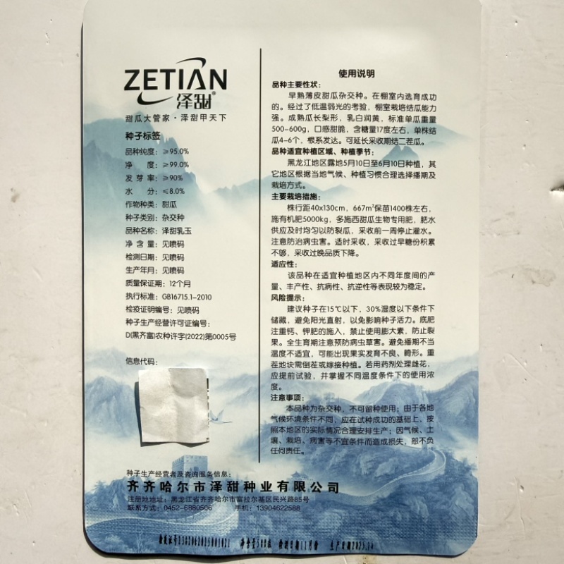 泽甜乳玉黄皮白肉甜瓜种子早熟甜度高