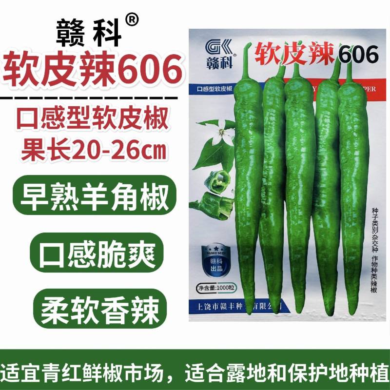 羊角椒种籽软皮椒606早熟春秋播种青红两用尖椒种籽清口感
