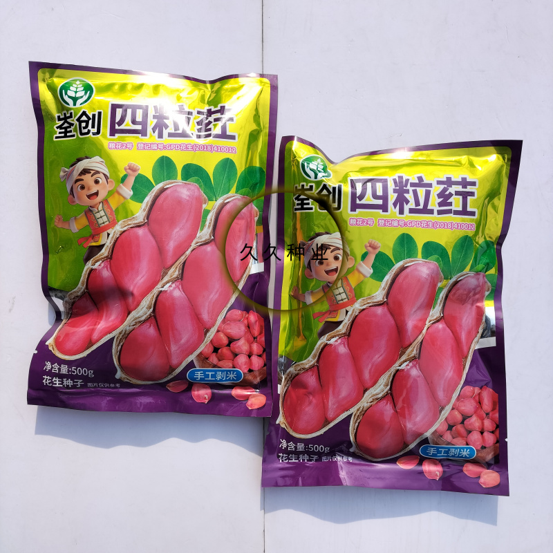 粮花2号(四粒荭)花生种子高产红皮红衣鲜食榨油两用花生种