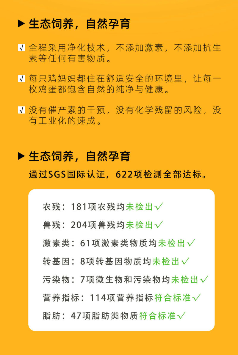 通过622项检测合格的鲜鸡蛋
