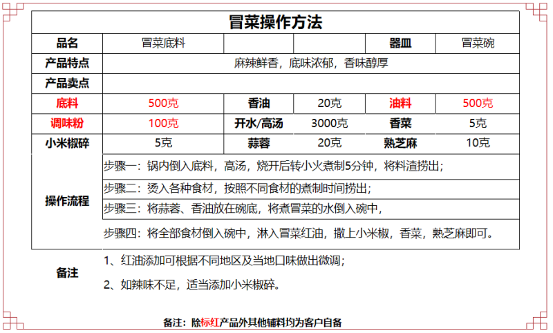 冒菜底料油料
