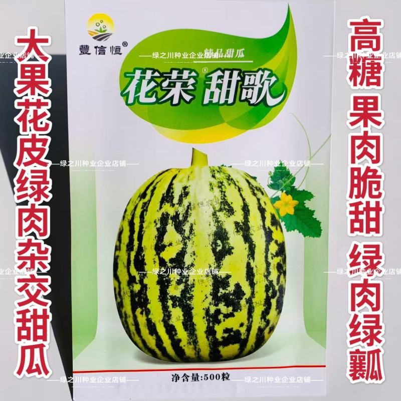 丰信恒花荣甜歌甜瓜种子大果花皮高糖绿肉花美人甜瓜种籽脆甜