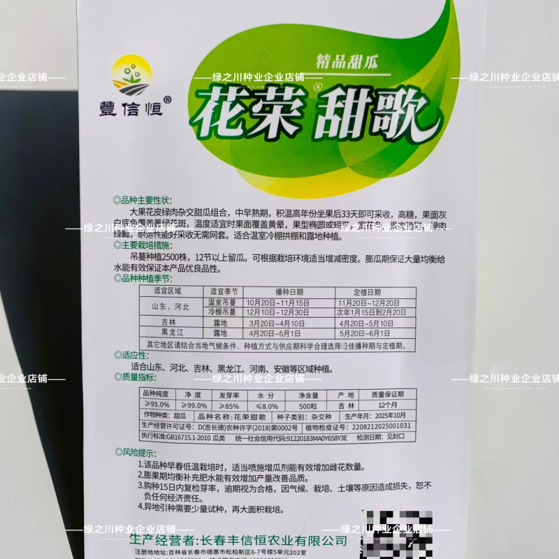 丰信恒花荣甜歌甜瓜种子大果花皮高糖绿肉花美人甜瓜种籽脆甜