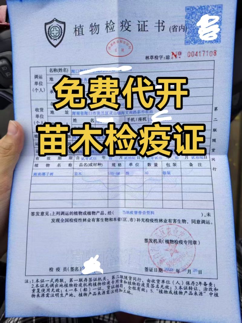 代开苗木检疫证，水果蔬菜检疫证，专业代开检疫证