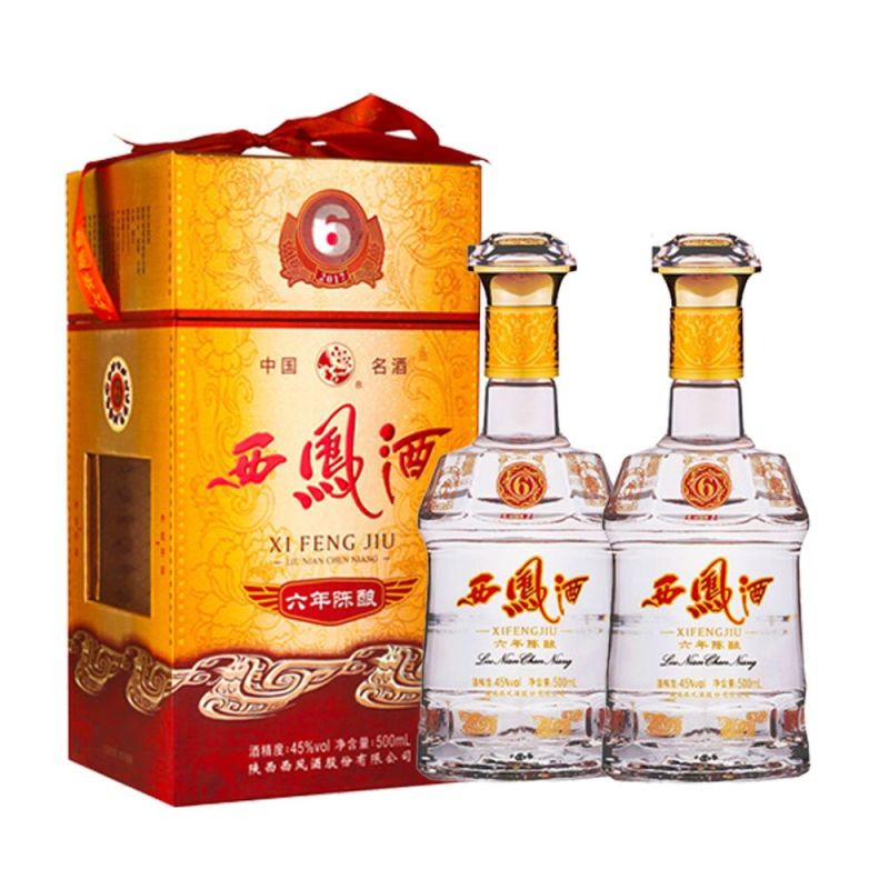 西凤酒六年45度6年陈酿陕西凤香型白酒500mL*6瓶赠礼袋