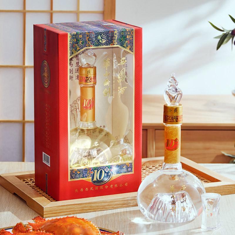 西凤45度华山论剑10年凤香型白酒纯粮食酒45度500毫升。