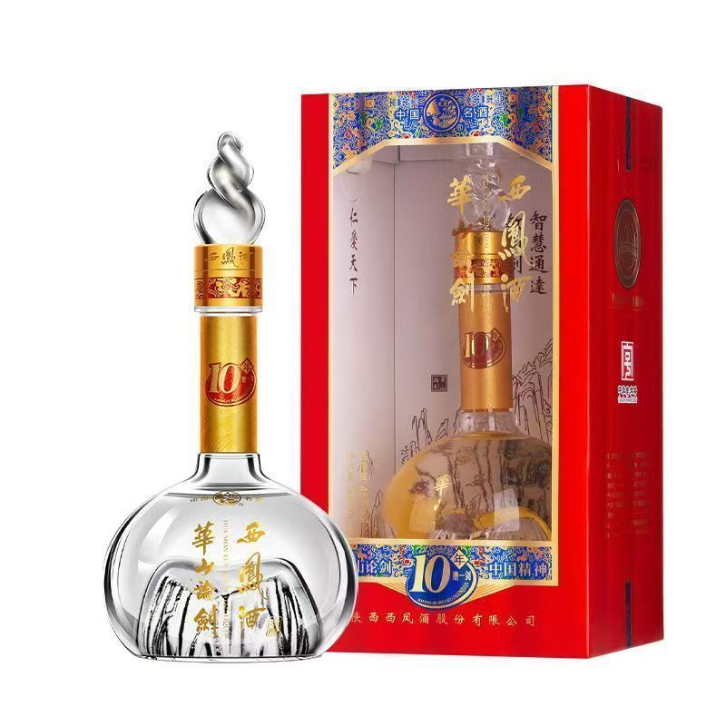 西凤45度华山论剑10年凤香型白酒纯粮食酒45度500毫升。