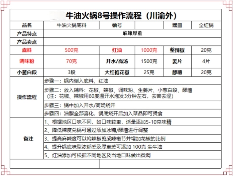 新派牛油火锅底料8号
