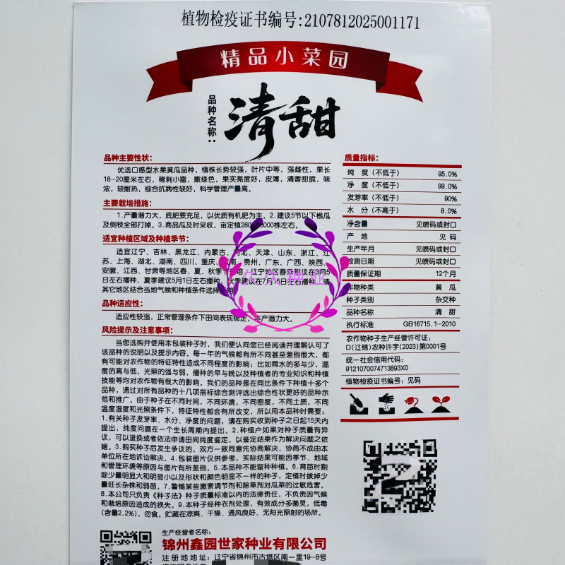清甜水果黄瓜种子甜脆清香味浓强雌型水果黄瓜种籽