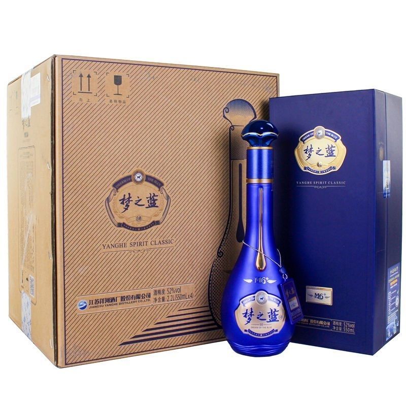 洋河蓝色经典梦之蓝M6+52度550ml毫升白酒高度。