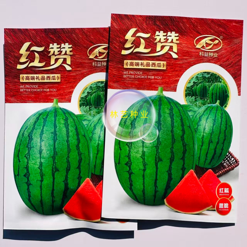 科益红赞礼品西瓜种子早熟一代小型西瓜瓤红椭圆形质脆耐裂抗