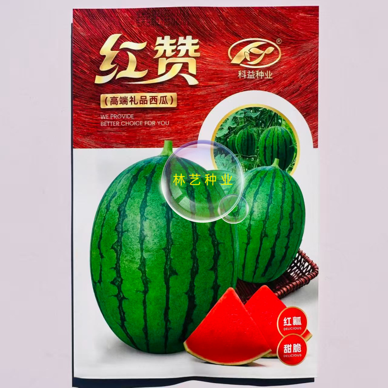 科益红赞礼品西瓜种子早熟一代小型西瓜瓤红椭圆形质脆耐裂抗