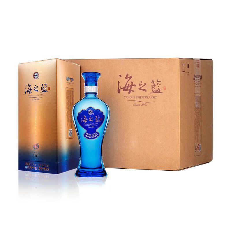 洋河海之蓝52度绵柔浓香型白酒送礼自饮白酒480mL*6