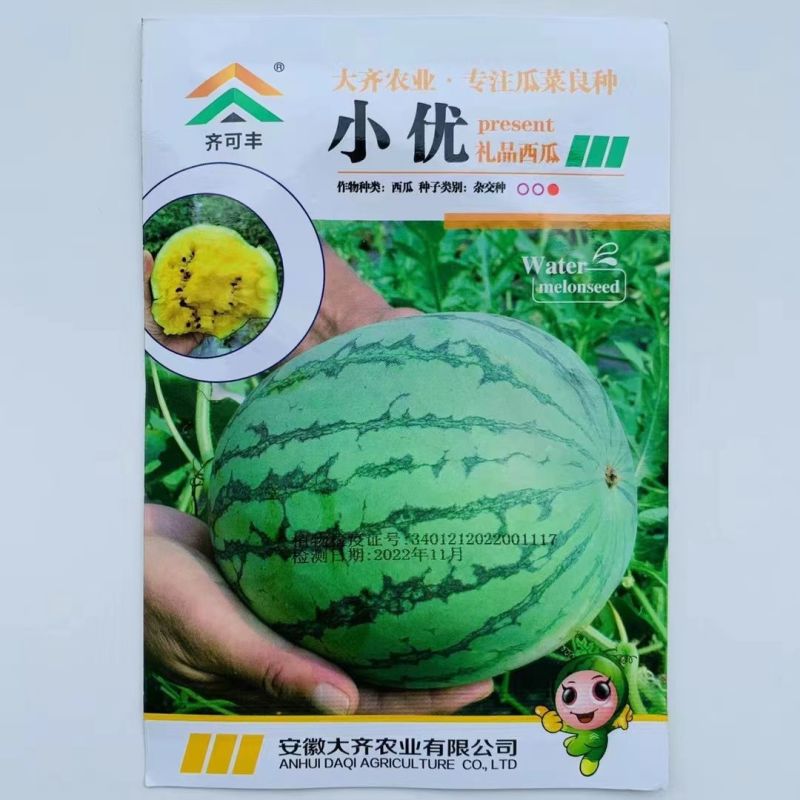 小优礼品小西瓜种子花皮黄瓤西瓜早熟薄皮香甜质脆爽口耐储运