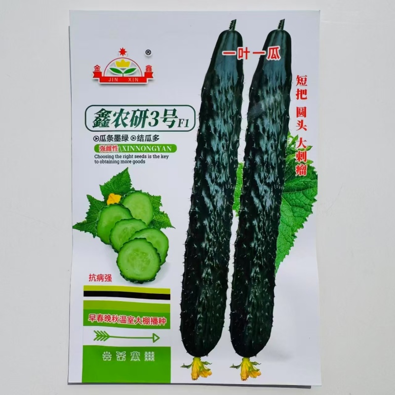 鑫农研3号F1强雌型黄瓜种子早熟短把密刺墨绿泽亮青瓜种籽