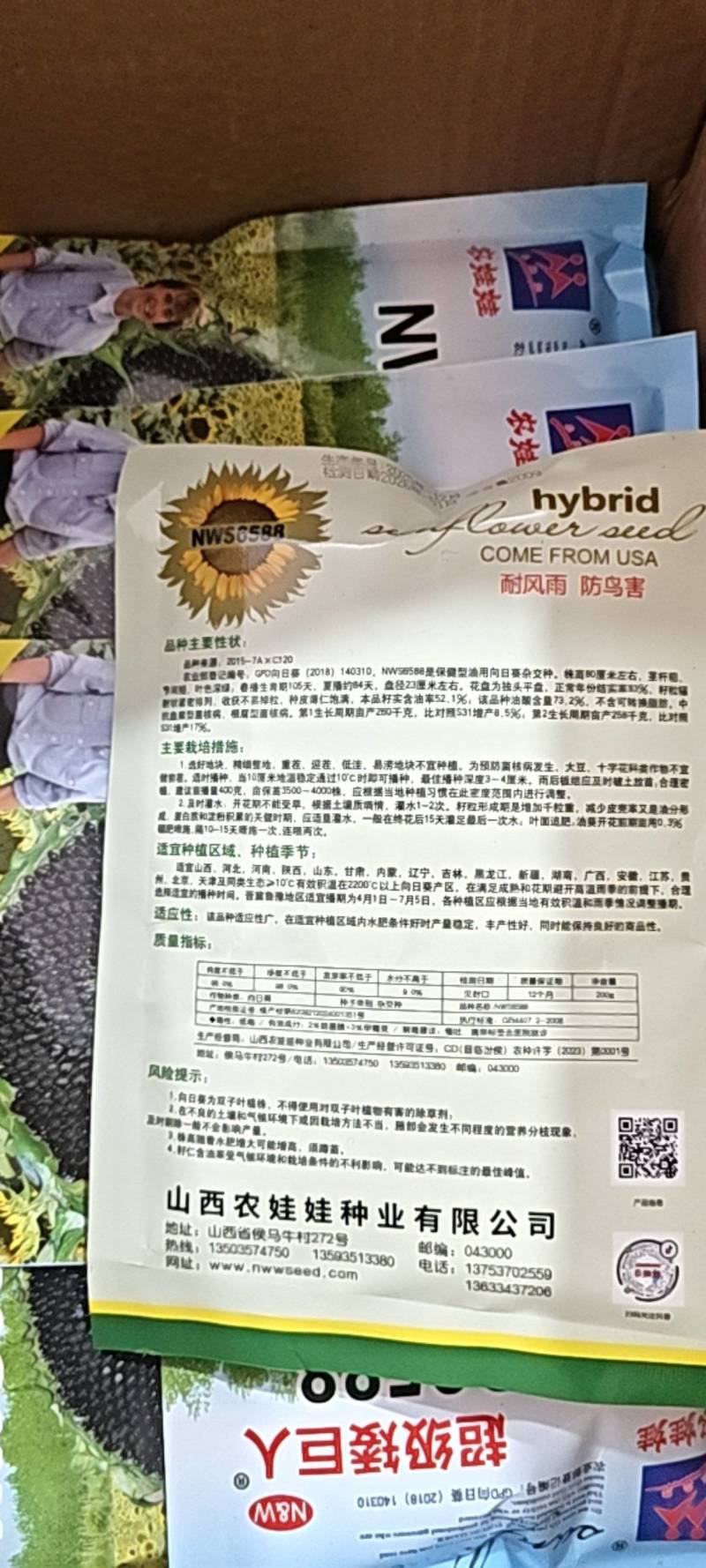 油葵种子杂交种登记品种高油高产