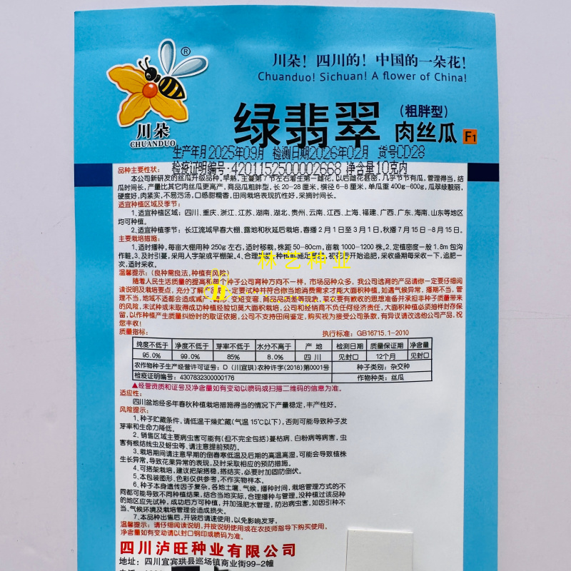 绿翡翠丝瓜种子杂交短棒型硬度好耐运输大田肉丝瓜品种