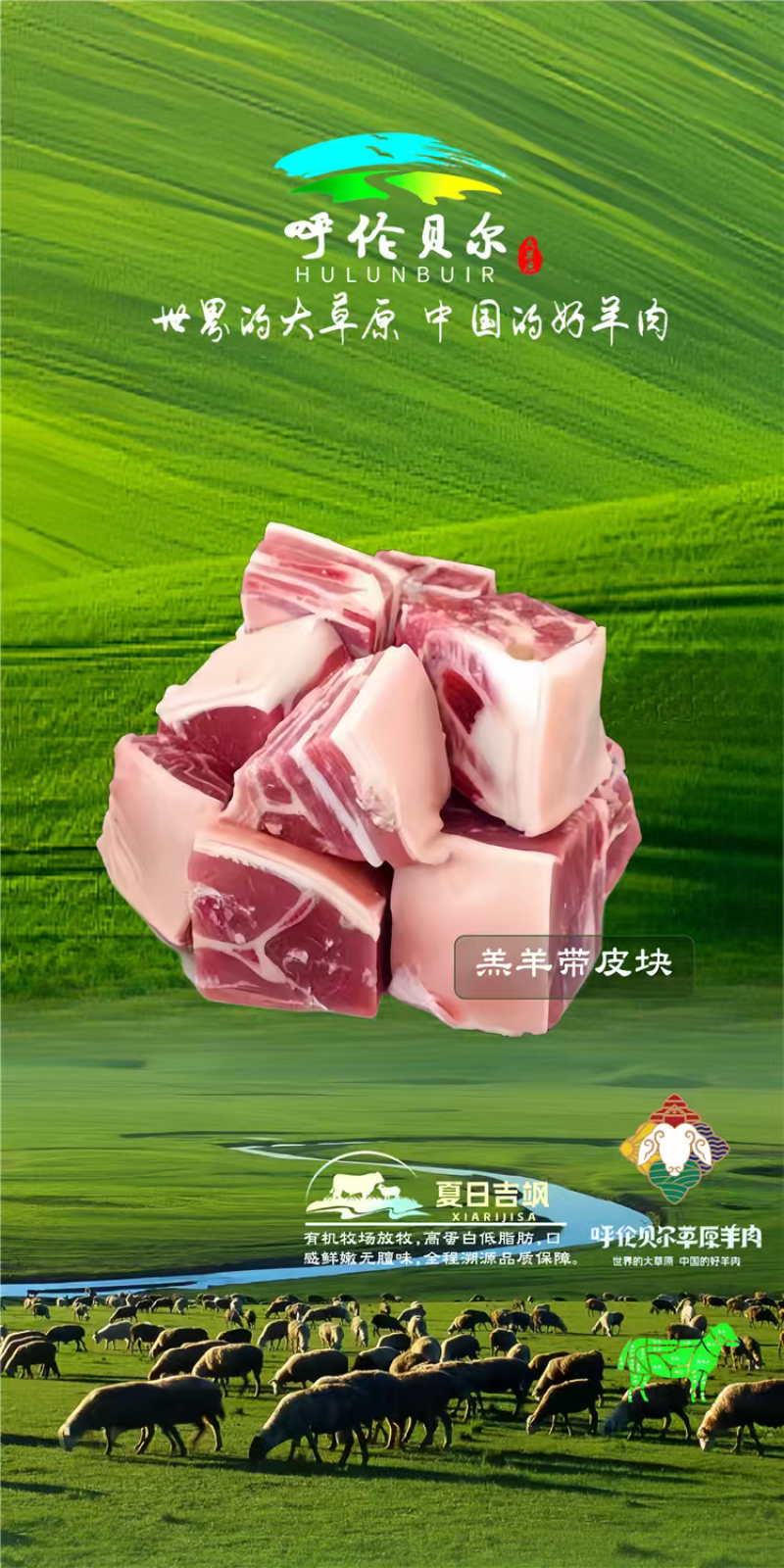 羊肉块/带皮带骨4-6月羔羊呼伦贝尔全草溯源牛羊肉