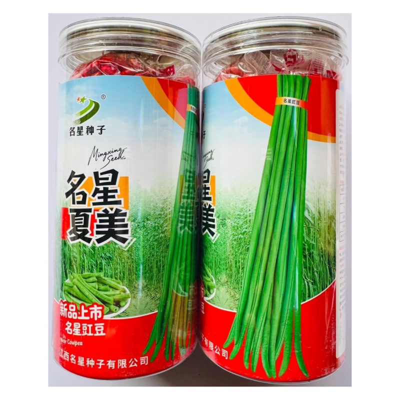 名星夏美豇豆种子中熟压塌架挂满豇豆籽条荚顺直白籽白花耐热
