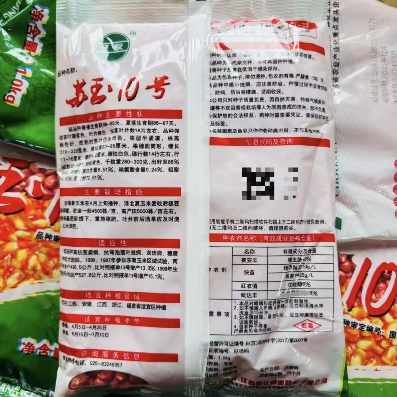 苏玉10号玉米种子春夏播杂交黄玉米种籽江苏中江国审苞谷种