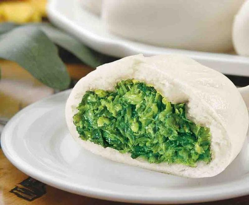 荠菜包子纯素植物油青菜大包子冷冻早餐半成品加热即食
