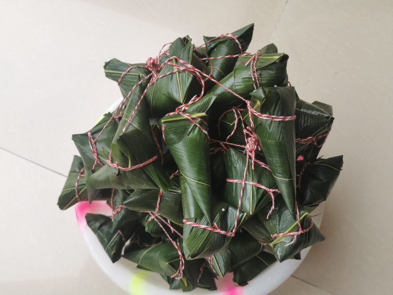 麻红豆腊肉粽
