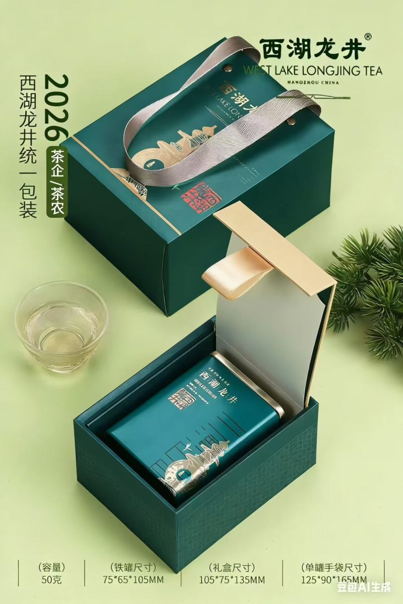 西湖龙井一两(50g)随手礼(官方版)配明前特级(手工茶)