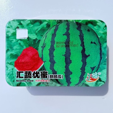 汇疏优蜜麒麟耐裂,耐炸懒汉超甜大果西瓜,果实圆球形麒麟