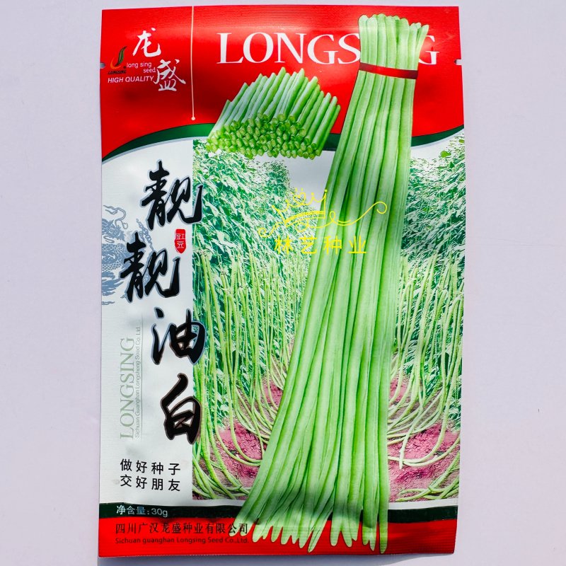 龙盛靓靓油白长豆角豇豆种子白籽白花肉厚无鼓籽无鼠尾
