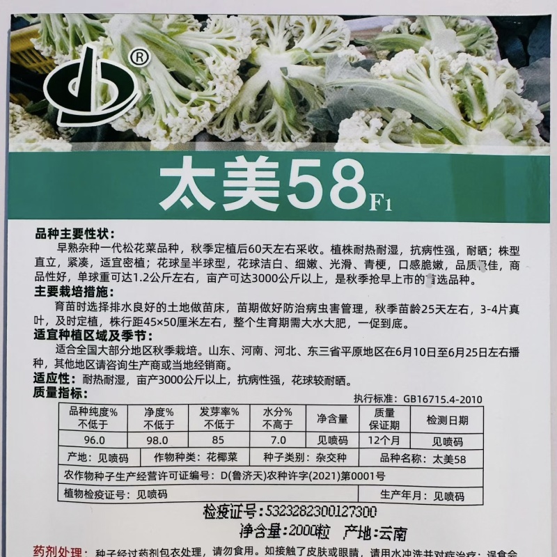 太美58松花菜种籽耐热耐晒产量高早熟青梗松花菜种子脆嫩