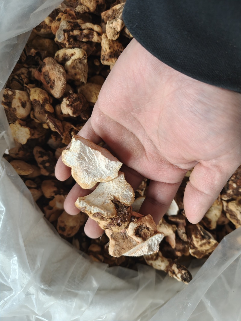 脱皮本地白肉土茯苓干块，纯手工砍，天然无硫。21元一斤。