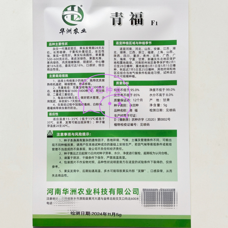 青福F1薄皮甜瓜香瓜种子口感清脆甜度好果肉香瓜种子