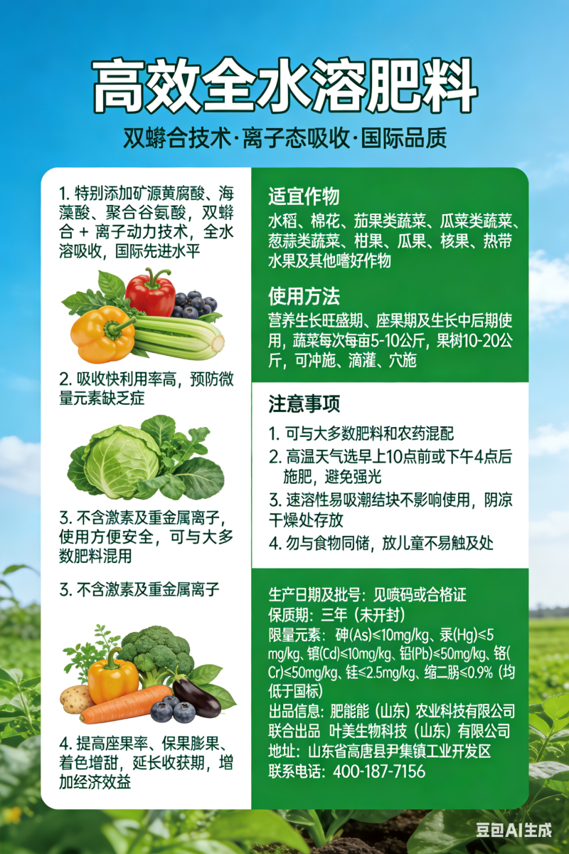 大量元素水溶肥料含量20-20-20，快速水溶，易吸收