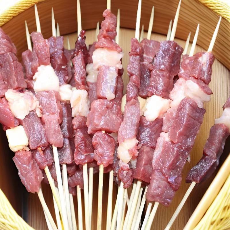 羊肉串牛肉串20克呼伦贝尔牛羊原切手工串直供餐饮烧烤