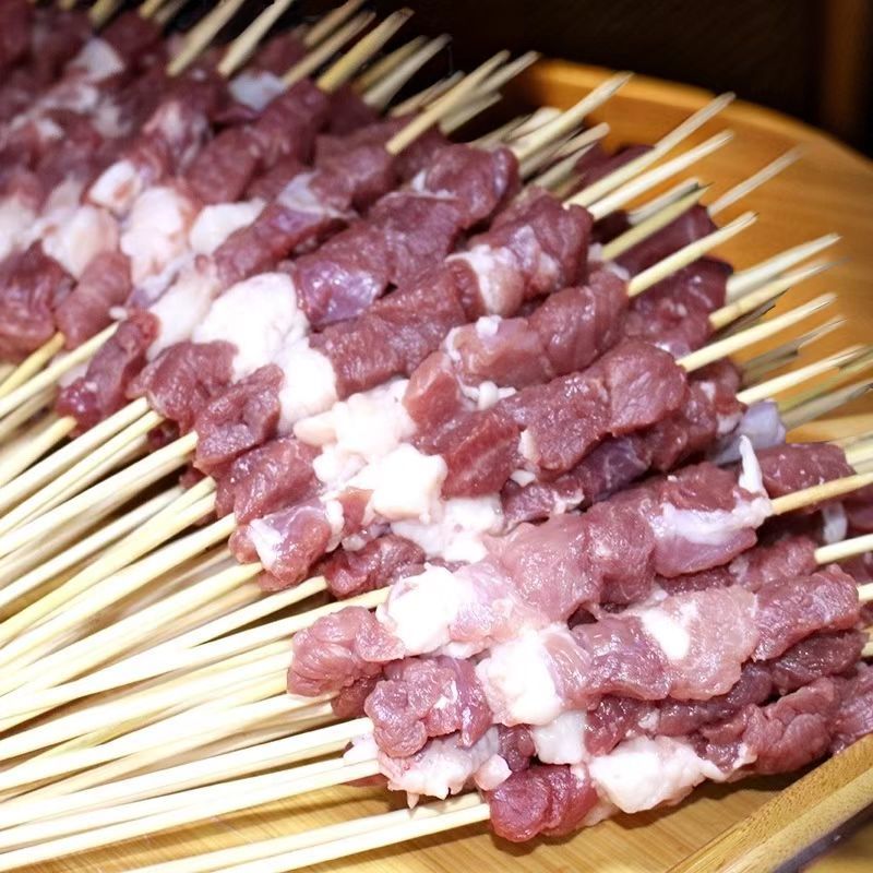 羊肉串牛肉串20克呼伦贝尔牛羊原切手工串直供餐饮烧烤