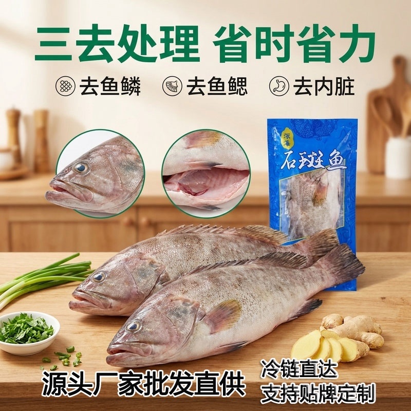 三去石斑鱼批发新鲜免处理1条420g＋袋酒店餐饮食材
