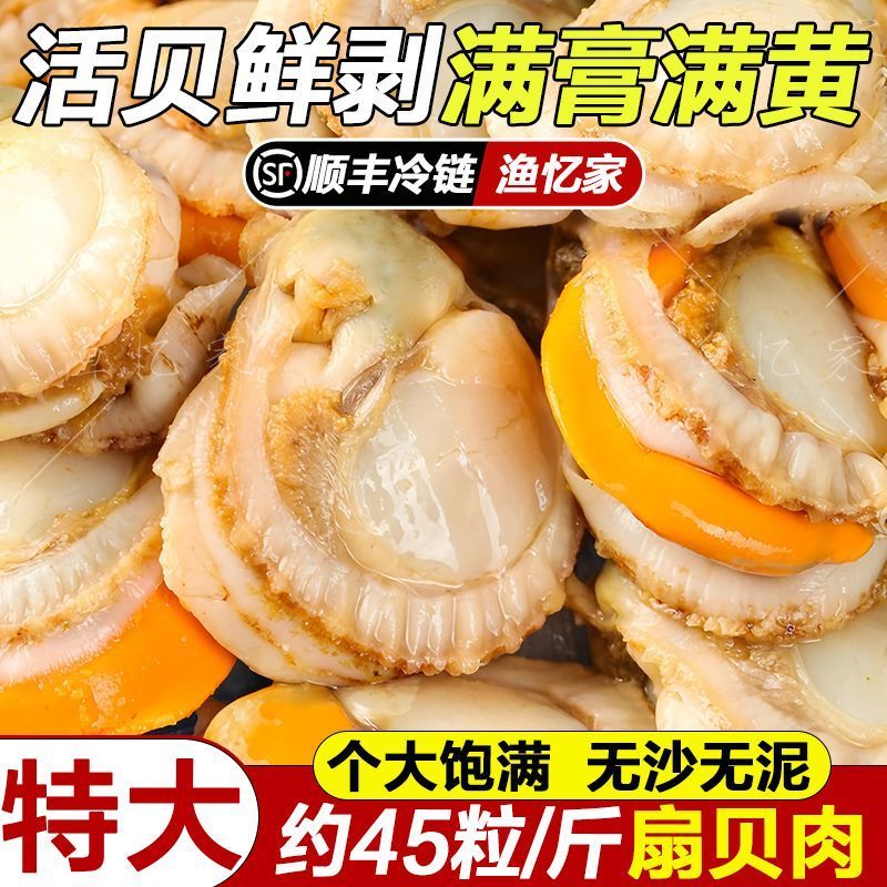 现剥特大扇贝特大号海捕冷冻野生整箱蒜蓉海鲜发现新鲜水产全